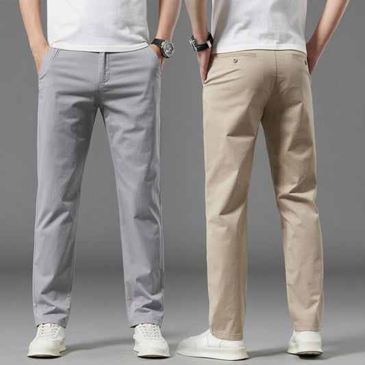 Men's Straight-Leg Cotton Casual Pants for Summer