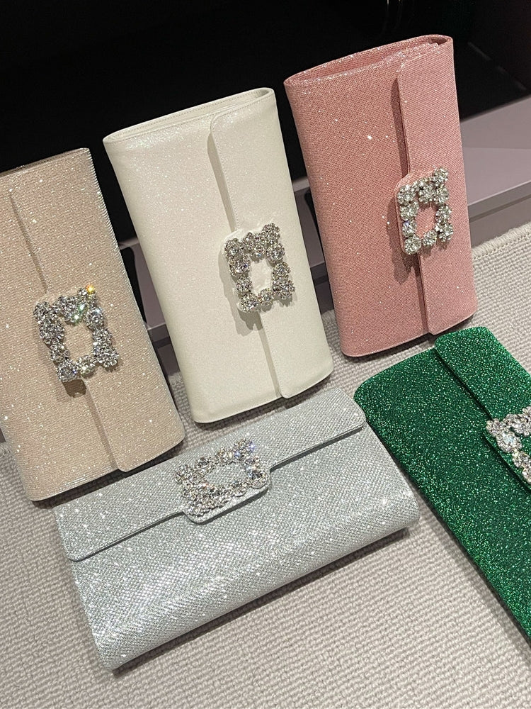 Elegant Sparkling Envelope Clutch Bag with Adjustable Chain