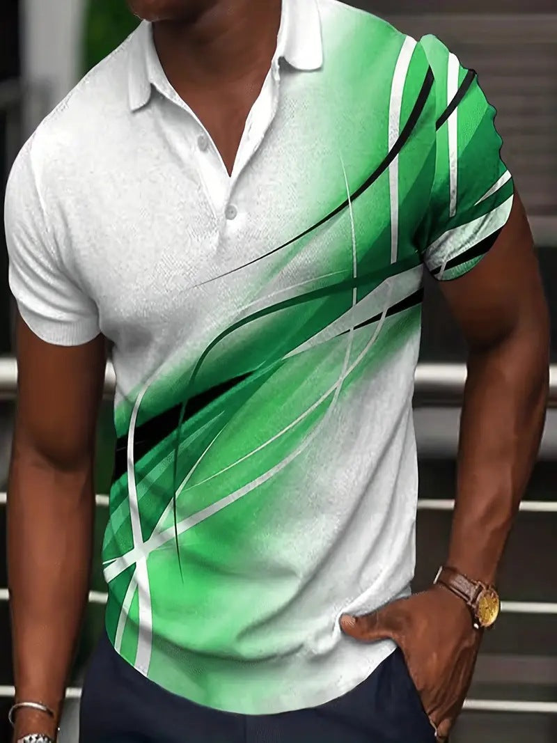 Printed buttoned short-sleeved shirt