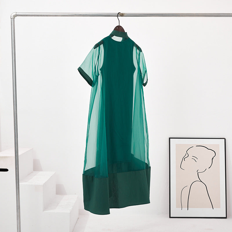 Green vest two-piece dress