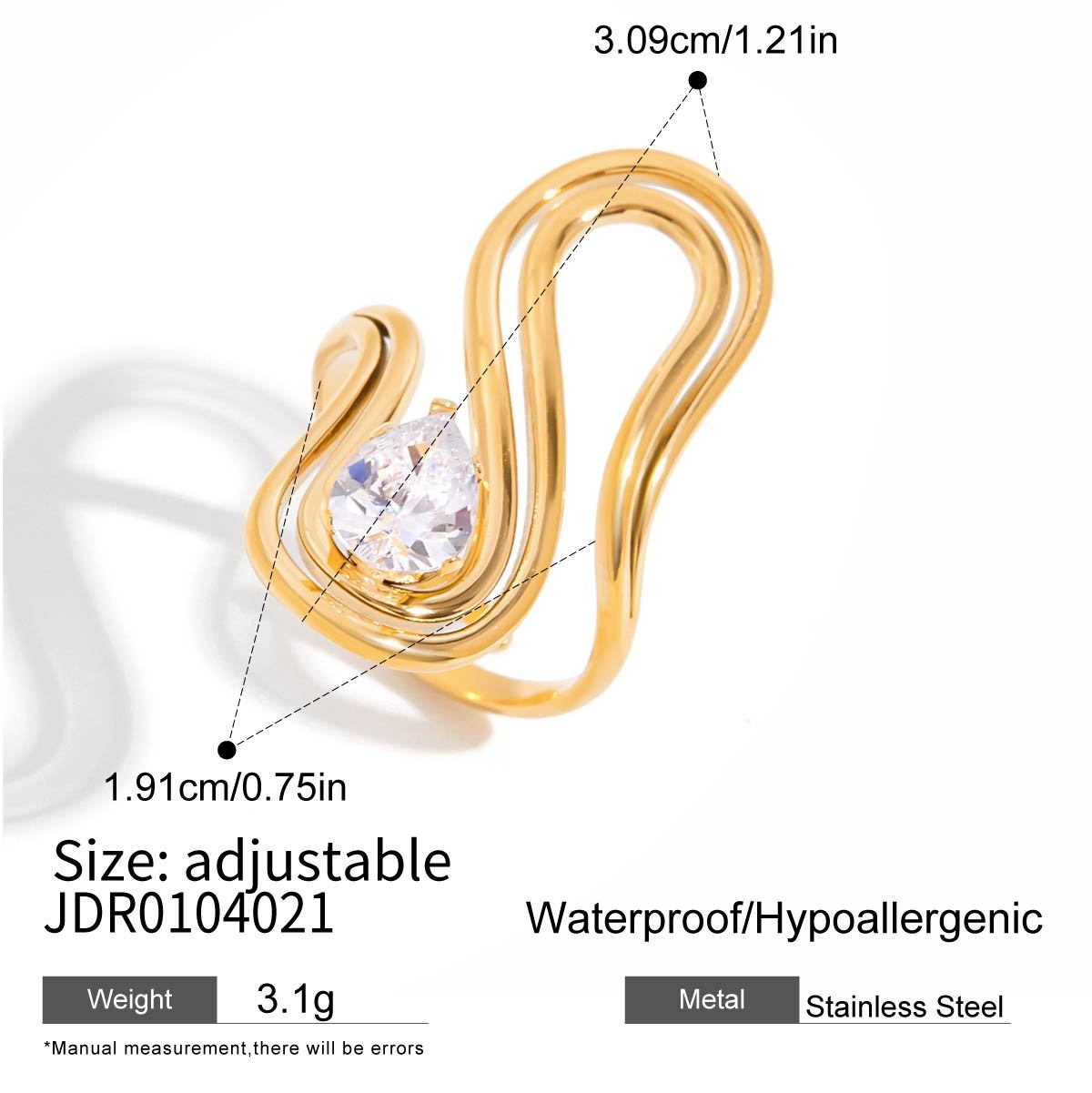 Stainless Steel Zircon Geometric Ring