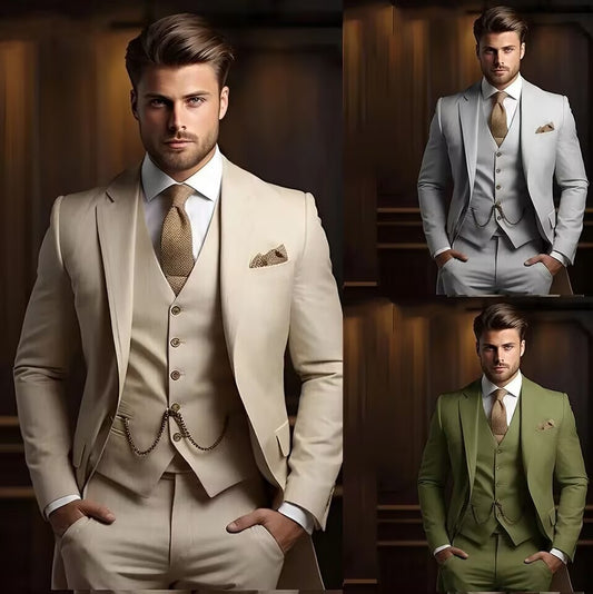 Three-Piece Men's Suit for Formal Occasions