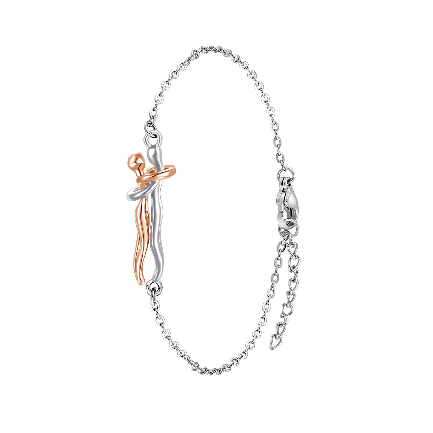 Couple Hug Pendant Necklace in Gold Silver Rose Gold Black