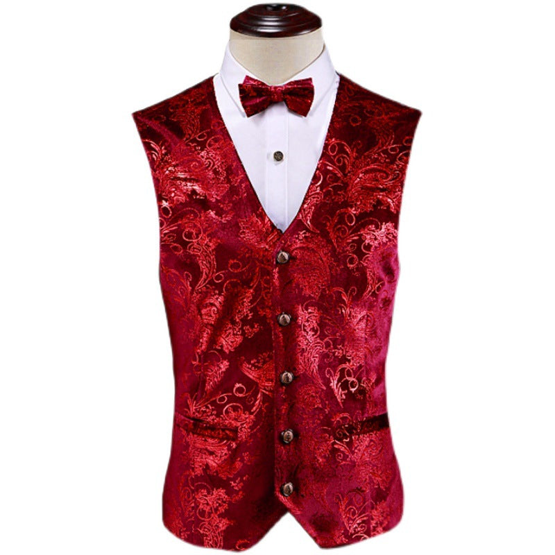 Gold-embossed casual formal vest waistcoat