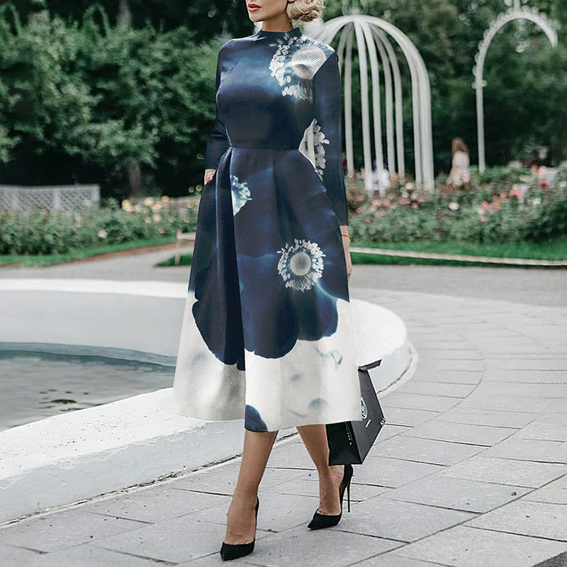 Long Sleeve V-Neck A-Line Maxi Dress for Women