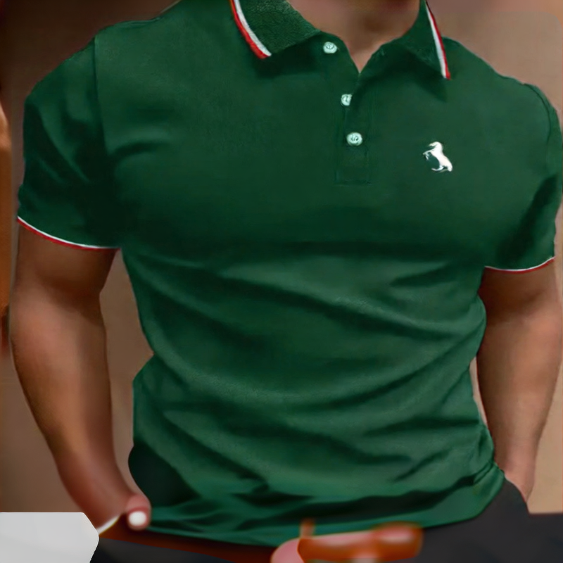 Printed buttoned short-sleeved shirt