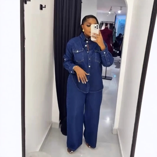 Cardigan long-sleeved top straight-leg trousers