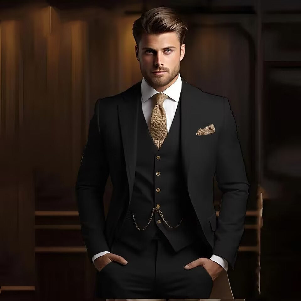 Three-Piece Men's Suit for Formal Occasions