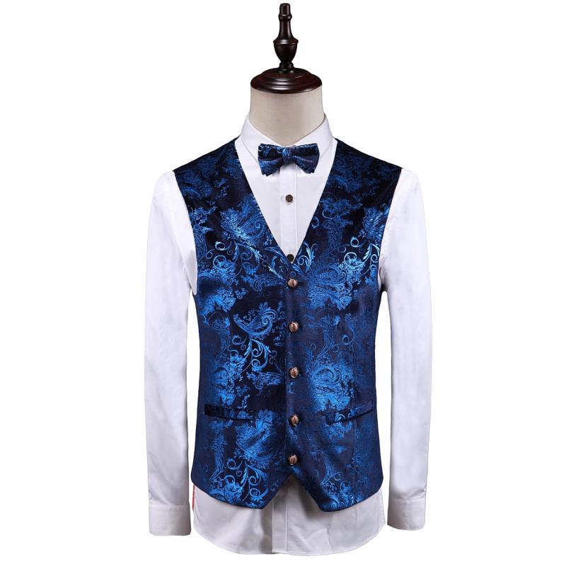 Gold-embossed casual formal vest waistcoat