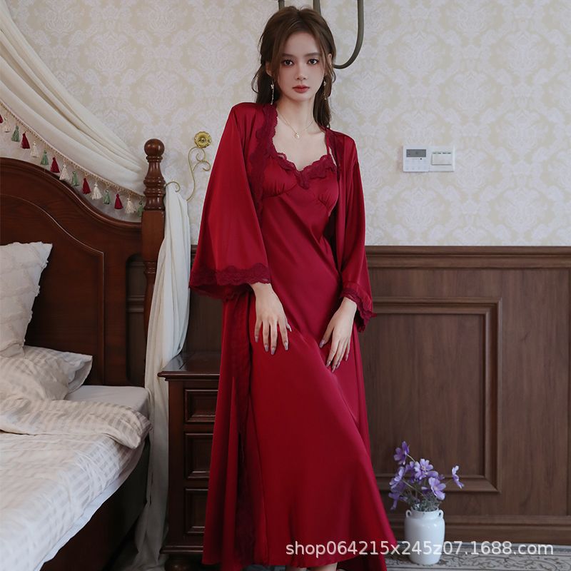 A two-piece sexy halter cushion nightgown set