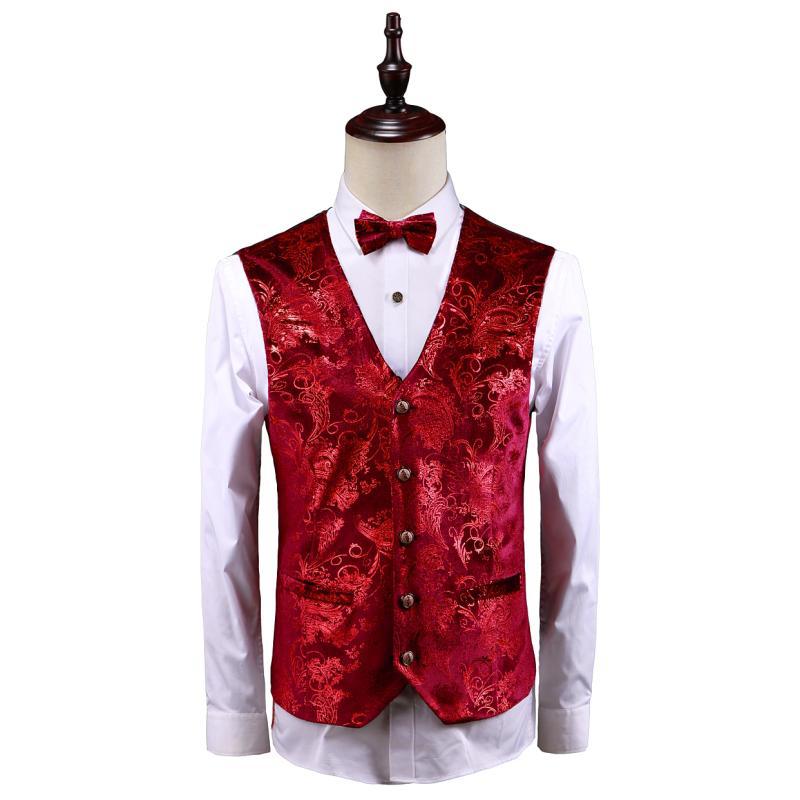 Gold-embossed casual formal vest waistcoat