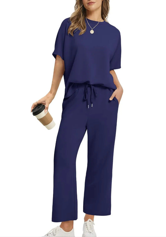 Women's short-sleeved three-quarter-length pants set