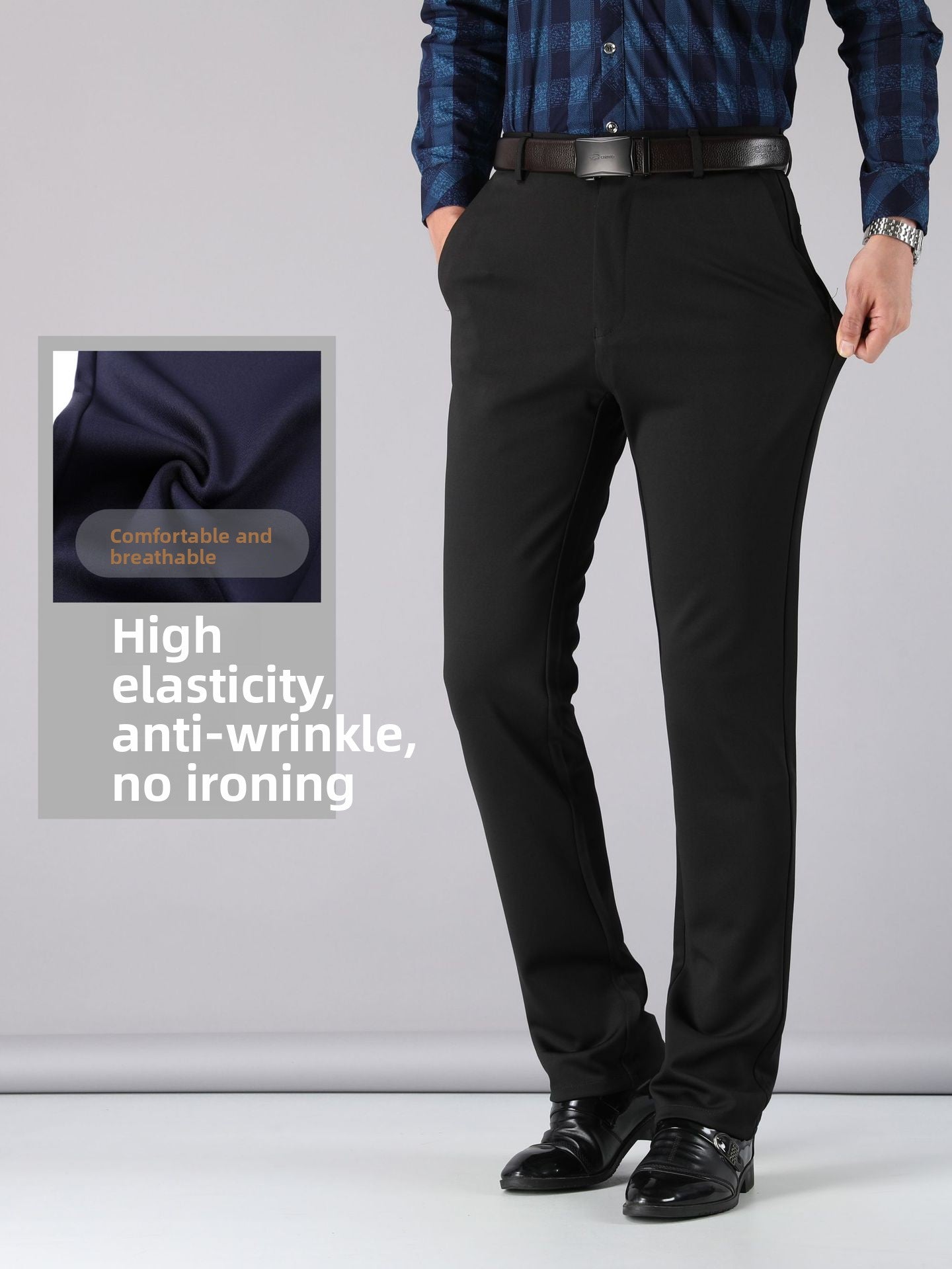 Men's straight-leg suit pants