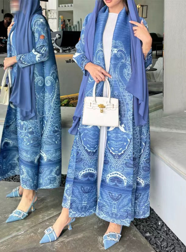 Ruffled long robe dress