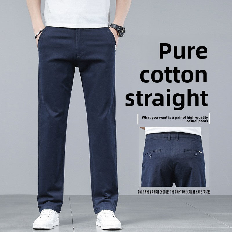 Pure cotton casual straight-leg pants