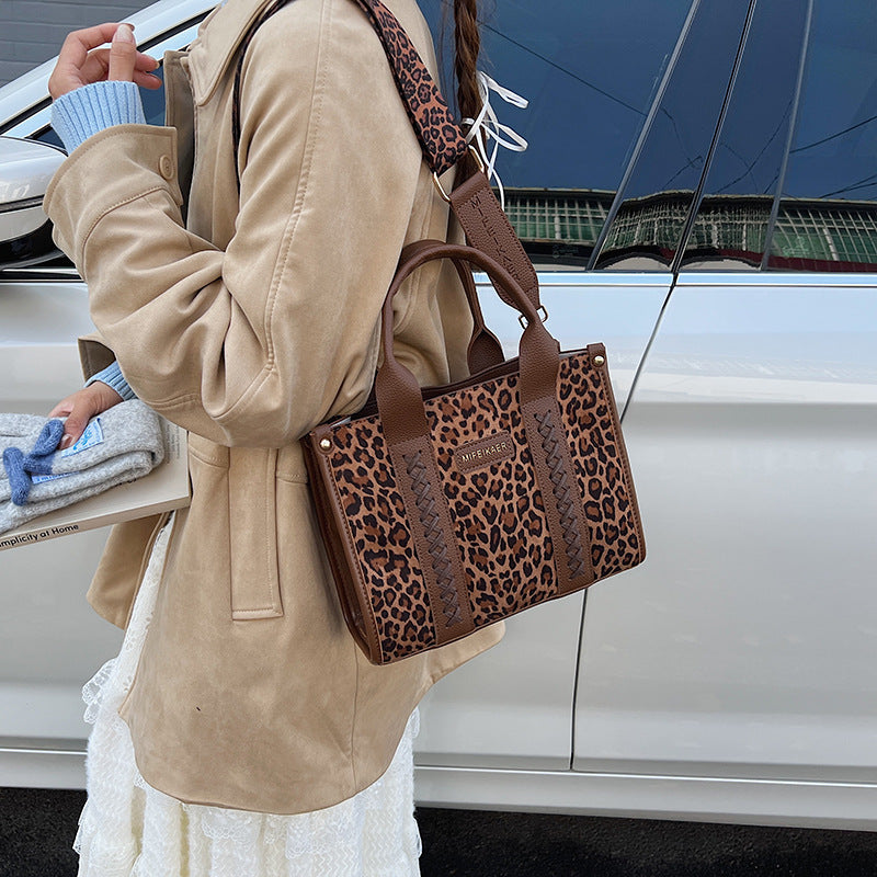 Retro Leopard Print Large Capacity Tote Bag