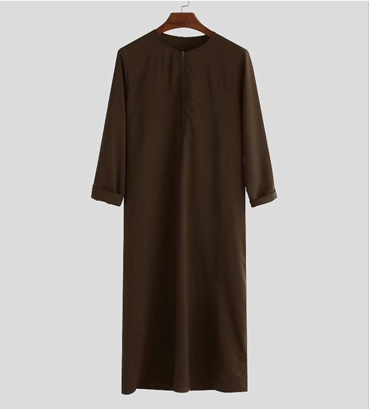 Men's Loose Cotton Robe with Zipper